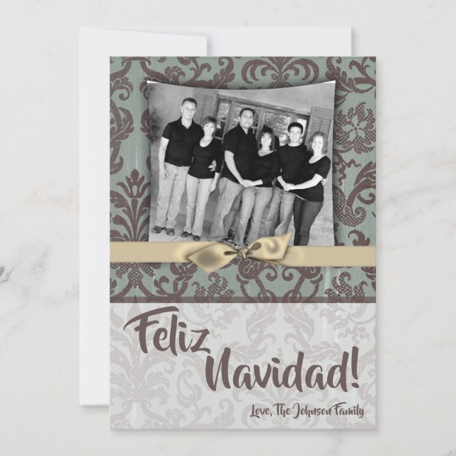 cartão com fotos de Tecido XMAS Azul para Damasco  (Frente)