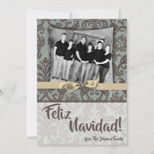 cartão com fotos de Tecido XMAS Azul para Damasco 