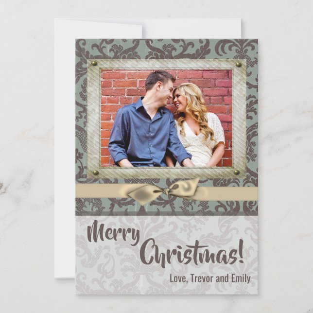 cartão com fotos de Tecido XMAS Azul para Damasco  (Frente)