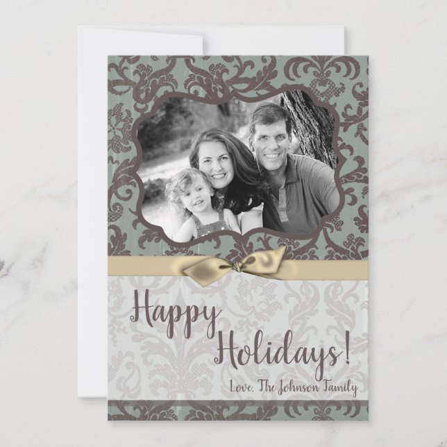 cartão com fotos de Tecido XMAS Azul para Damasco  (Frente)