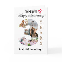 cartão com fotos do aniversário de casamento de 3