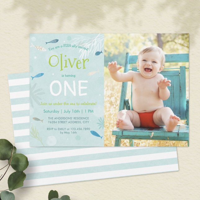 Cartão com fotos do Aniversário de criança de Peix (Criador carregado)