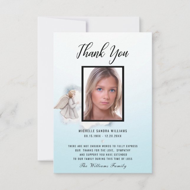 Cartão com fotos do Anjo da Cor da Água Azul (Frente)