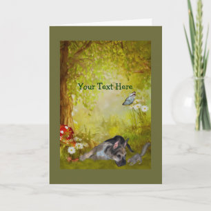 Cartão com fotos do cão da fantasia do filhote d