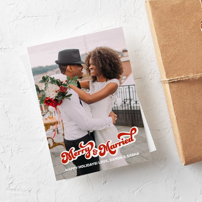 Cartão com fotos do Cheio "Feliz e casado" do tipo (Criador carregado)