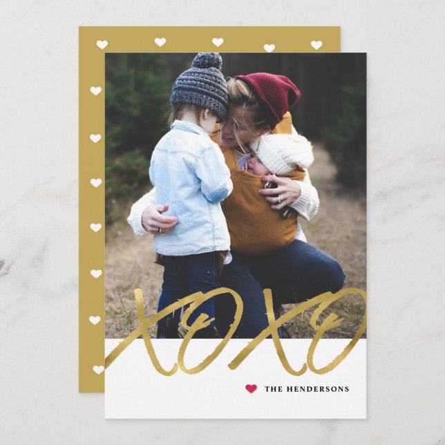 Cartão com fotos do Dia Valentine da Folha de Ouro (Frente/Verso)