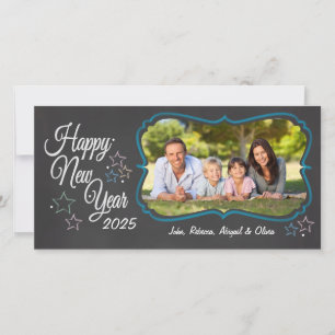 Cartão com fotos do estilo do quadro feliz ano nov