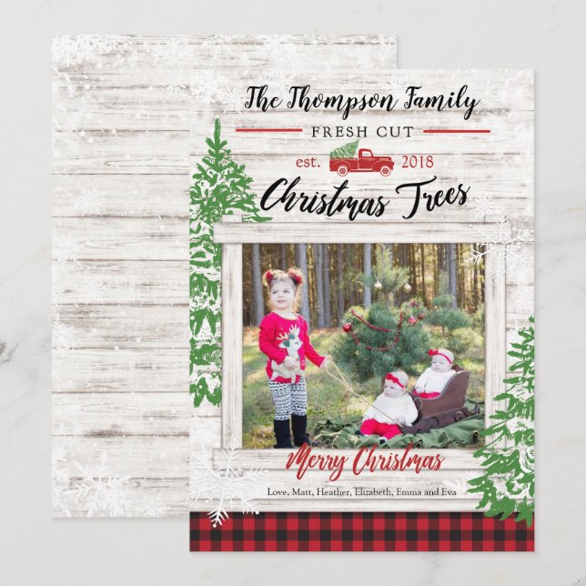 Cartão com fotos do feriado da fazenda de árvore (Frente/Verso)