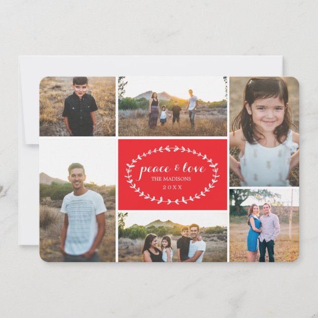 Cartão com fotos do feriado da paz & do amor (Frente)