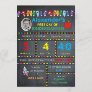 Cartão com fotos do jardim de infância do primeiro