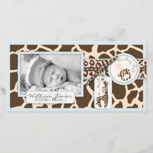 Cartão com fotos do menino do safari