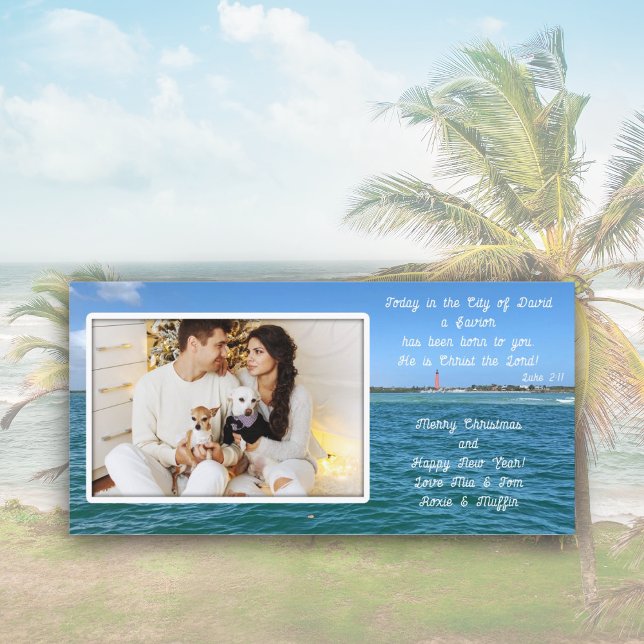 Cartão com fotos do Oceano Farol de Natal Cristão (Criador carregado)