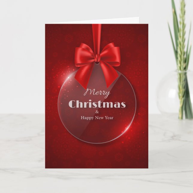 Cartão com fotos Dobrado do Enfeites de natal Verm (Frente)