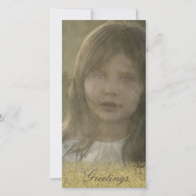 Cartão com fotos Dourado antigo embelezado (Frente)