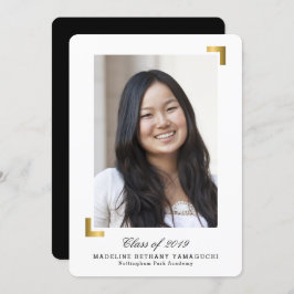 Cartão com fotos Dourado do anúncio da graduação