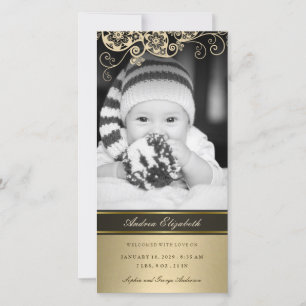 Cartão com fotos Dourado floral do anúncio do