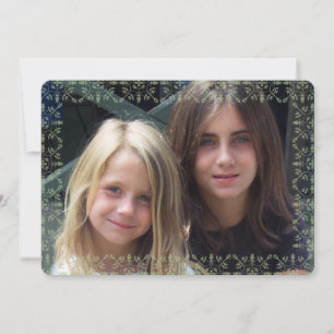 Cartão com fotos Editável Floco de Neve Verde e Ve