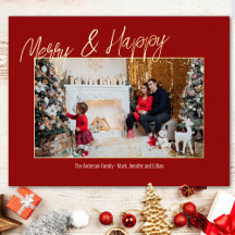 Cartão com fotos Elegante da Família Foil