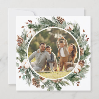 Cartão com fotos Elegante de Natal Evergreen