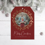 Cartão com fotos Faux Dourado de Férias de Natal<br><div class="desc">A ilustração tradicional da coroa como fotograma em ouro falso. O gráfico "Feliz Natal" pode ser dimensionado,  alterado em cor ou excluído para que você possa adicionar sua própria saudação digitada. A cor da borda é editável.</div>