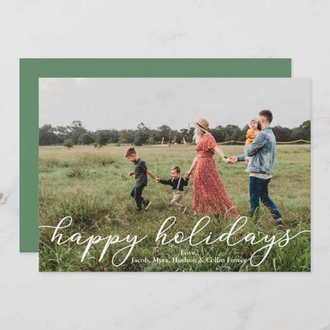 Cartão com fotos Feliz de Feriados com Script (Frente/Verso)