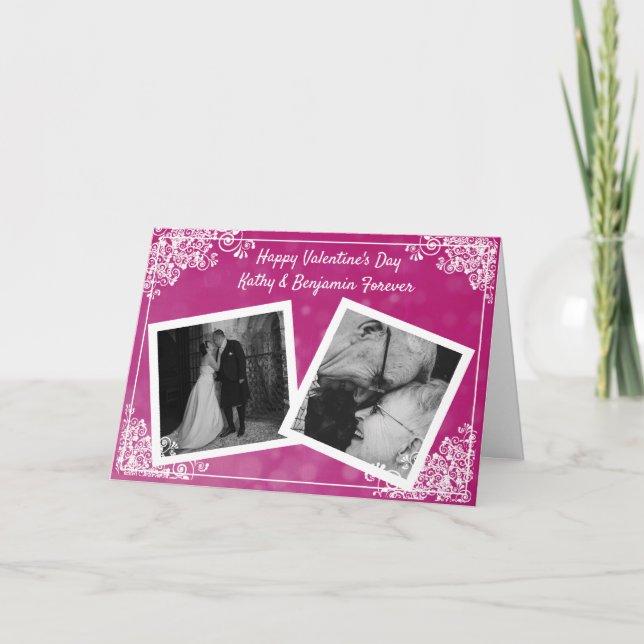 Cartão com fotos feliz dia de os namorados (Frente)