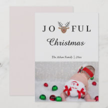 Cartão com fotos Feliz Natal para Reindeer Holiday