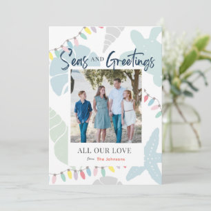 Cartão com fotos Feriado de Seashell no Mar e Saud