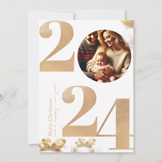 Cartão com fotos Festivo da Família Natal com pres (Frente)