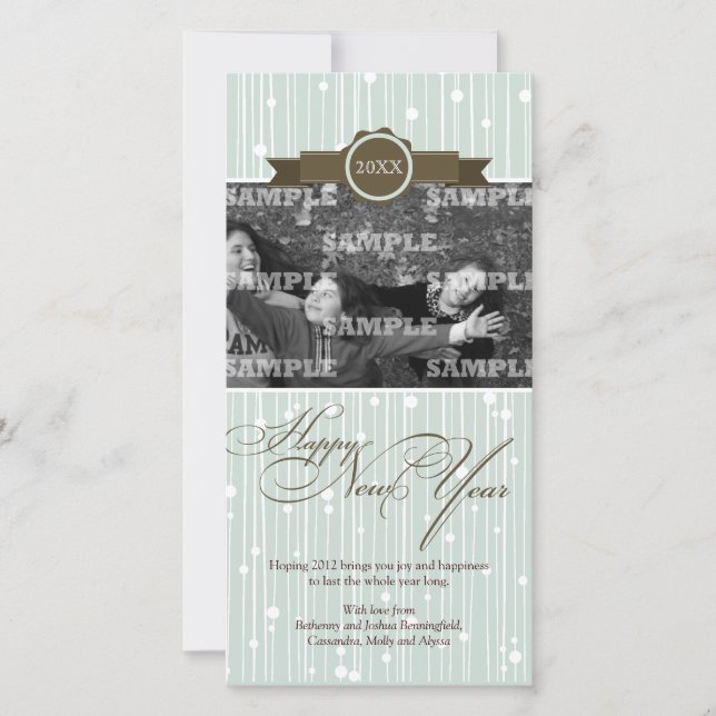 Cartão com fotos Festivo Dotado de Férias Ano Novo (Frente)