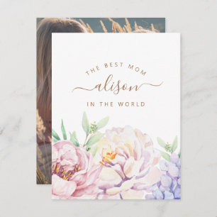 Cartão com fotos Floral Personalizado para a Mãe