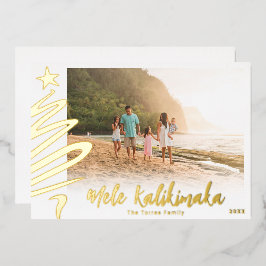 Cartão com fotos Gold Foil Mele Kalikimaka