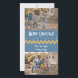 Cartão com fotos Hanukkah com envelope branco "Che<br><div class="desc">Hanukkah,  "Chevron Menorah." Brilhante,  Cartão com fotos com envelope branco. Personalize substituindo fotos e texto. Personalize o texto escolhendo o estilo,  cor e tamanho da sua fonte favorita. Obrigados para parar e comprar! Muito apreciado. Feliz Hanukkah!</div>