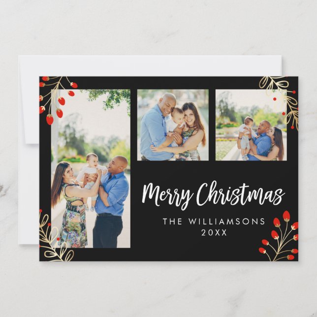 Cartão com fotos Holiday 3 | Berries vermelhos e f (Frente)