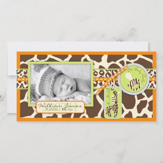 Cartão com fotos Laranja Safari Boy (Frente)