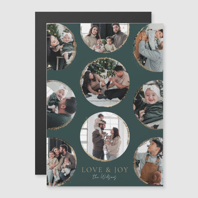 Cartão com fotos Magnético da Elegância Verde Escu (Frente/Verso)