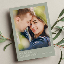Cartão com fotos Moderno Minimalista de Casamento
