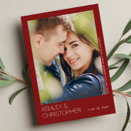 Cartão com fotos Moderno Minimalista de Casamento