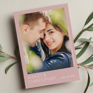 Cartão com fotos Moderno Minimalista de Casamento 