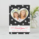Cartão com fotos Namorados de coração branco e pre (Em pé/Frente)