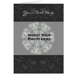 Cartão com fotos Padrão Floral Preto