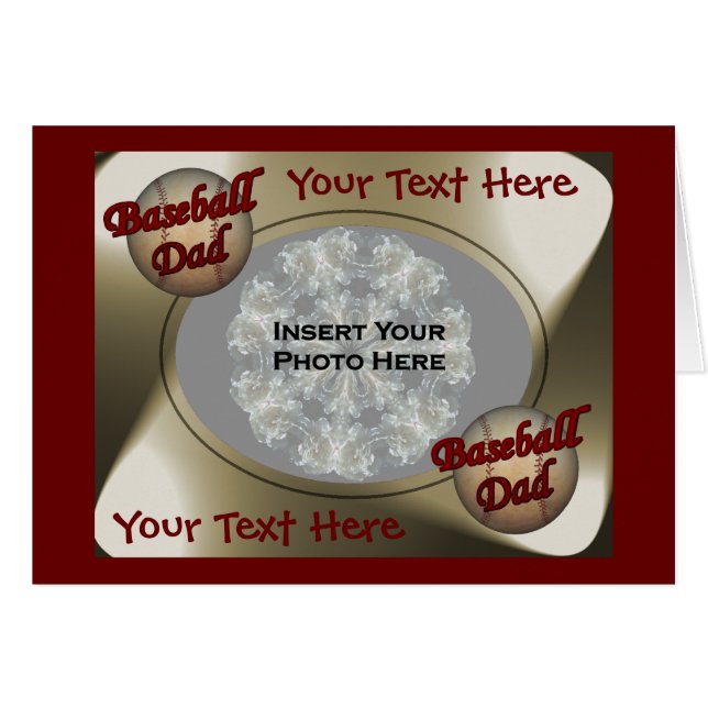 Cartão com fotos Pai de Design de beisebol (Frente Horizontal)
