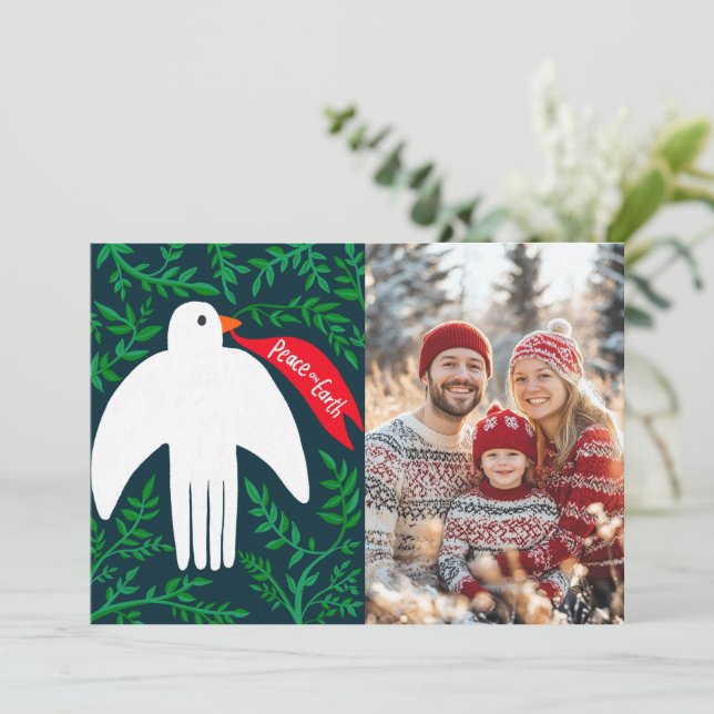 Cartão com fotos PERSONALIZADO de Férias de Natal  (Em pé/Frente)