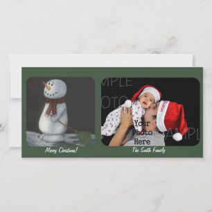 Cartão com fotos Personalizado de Natal do Snowman