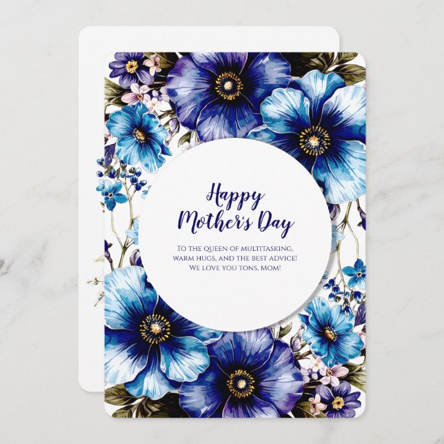 Cartão com fotos Personalizado do Dia da Mãe Flora (Frente/Verso)