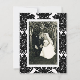 Cartão com fotos Personalizável Damask Obrigado