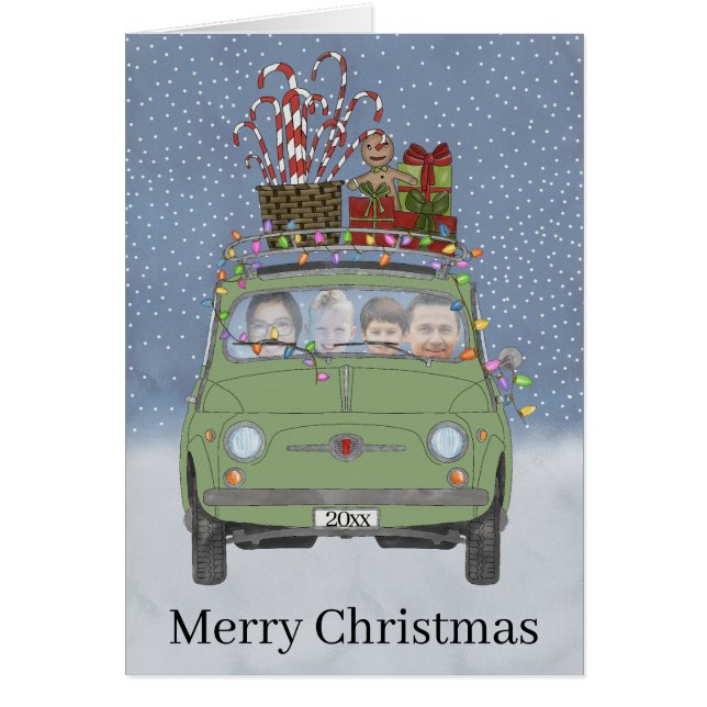 Cartão com fotos personalizável Rero Fiat 500 (Frente)