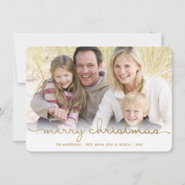 Cartão com fotos Plana de Manuscrito de Feliz Nata (Frente)