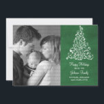 Cartão com fotos plano chalkboard de árvore cintil<br><div class="desc">Cartão com fotos plano do quadro flexível de árvore de tendência e na moda Sparkle em verde com um fundo de aparência de quadro de chanfro e uma elegante árvore de Natal. Esta placa chic flat é perfeita para enviar desejos de férias a amigos e familiares. Personalize com sua própria...</div>