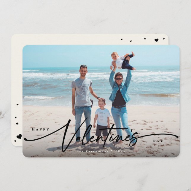 Cartão com fotos plano do Dia de os namorados de s (Frente/Verso)